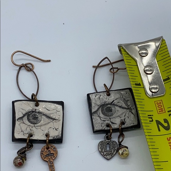 Artisan Eye Design Earrings with Charms - Picture 4 of 5
